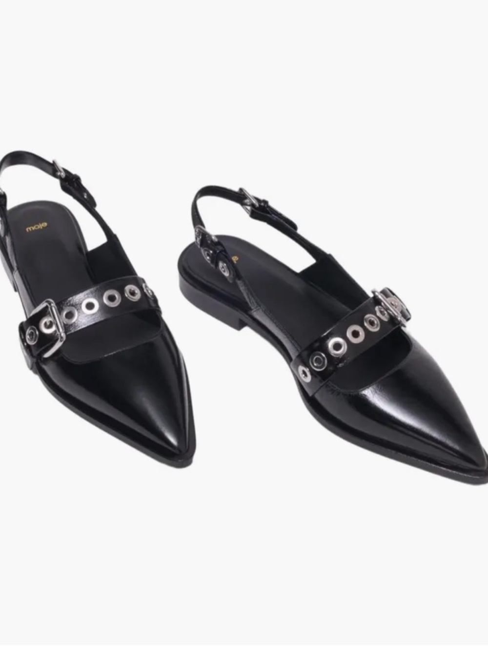 Maje Flat leather strap slingbacks